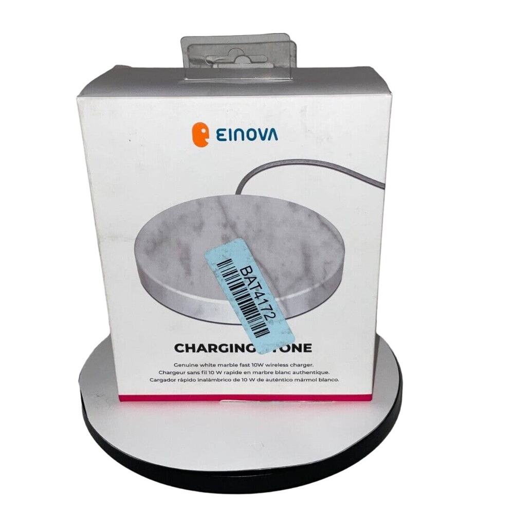 Einova White Marble Charging Stone 10W Fast Qi Wireless Charge Excellent Tested